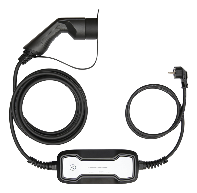 e-Charge laddkabel, Schuko till typ 2, 1 fas, 3,6KW, 5m, svart