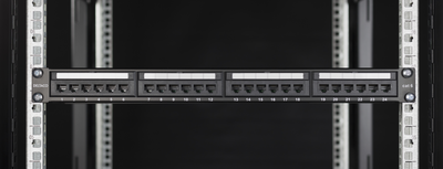 DELTACO 19" patch panel, 24xRJ45, Cat6, UTP, Krone jacks, 1U, black.
