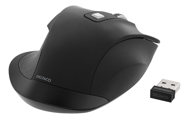 DELTACO Office Wireless ergonomic mouse, silent clicks, 2400 DPI
