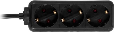 Power strip 1.5m with 3xCEE 7/4 and 1xCEE 7/7, black.