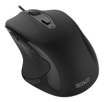 DELTACO Wired office silent mouse, ergonomic shape, black
