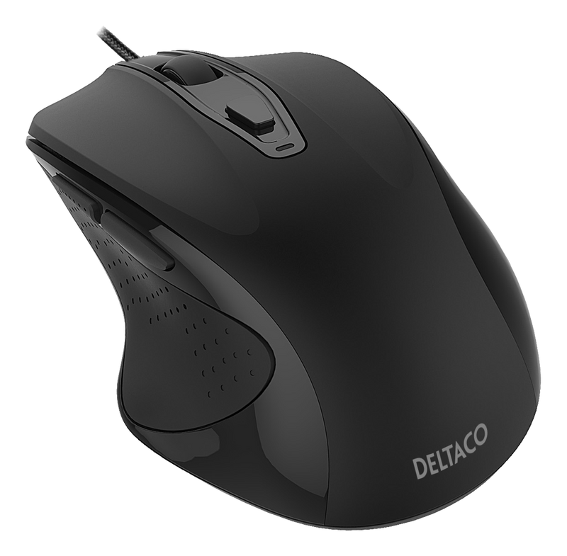 DELTACO Wired office silent mouse, ergonomic shape, black