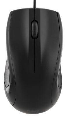 DELTACO trådad optisk mus, 3 knappar med scroll, 1200 DPI, svart