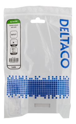 DELTACO skärmat vägguttag, utanpåliggande FTP 2xRJ45, Cat6A, vit