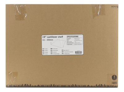 DELTACO, 19" fast shelf, 1U, 381mm depth, max 8kg.