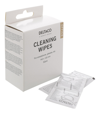 DELTACO Office rengöringsdukar, 140x120mm, 52 st