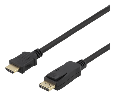 DisplayPort - HDMI kabel 10m, 3840x2160 i 30Hz, 10,8Gb/s, svart