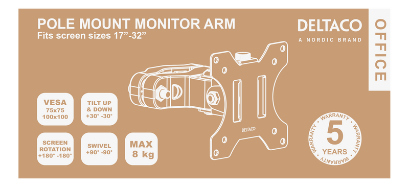 DELTACO Office Pivot pole mount monitor arm