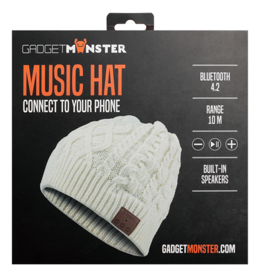 Mössa med inbyggda hörlurar, vit