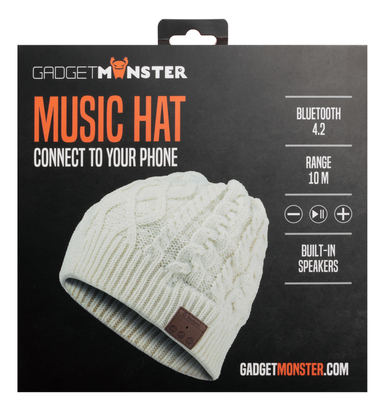 Mössa med inbyggda hörlurar, vit