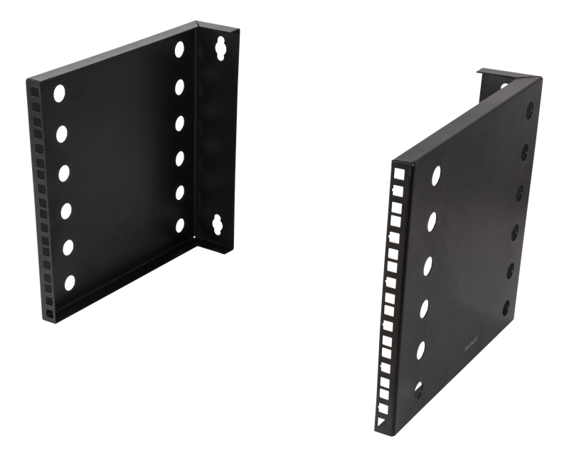 DELTACO 10"-19" wall mount bracket with adjustable width, 6U, 35kg load capacity.