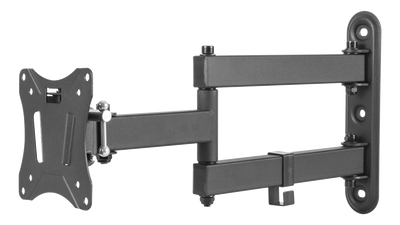 DELTACO Office, full-motion 3-way wall mount, suitable for 13"-27" screens weighing up to 25kg. Compatible with VESA mounting patterns of 75x75 and 10