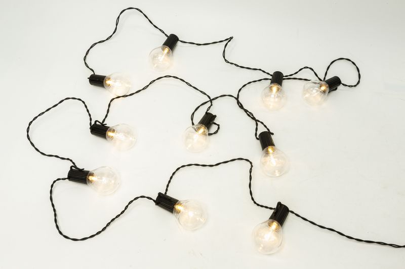Batteridriven LED ljusslinga med Glödlampor – IP44 med Timerfunktion