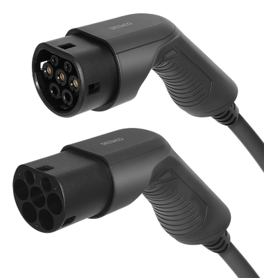 E-Charge laddkabel, typ 2 till typ 2, 1 fas, 32A, 7,6KW, 3m, svart