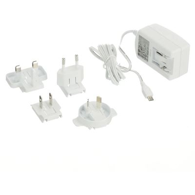 Laddare USB 2,5A 1,5m kabel - Vit med adaptrar