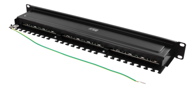 DELTACO 19" patchpanel, 24xRJ45, Cat6, 10Gbps, 1U, STP, metall, svart