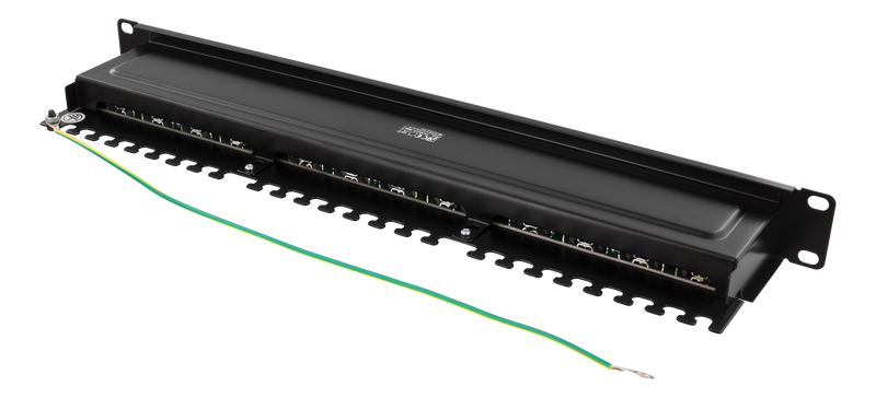DELTACO 19" patchpanel, 24xRJ45, Cat6, 10Gbps, 1U, STP, metall, svart
