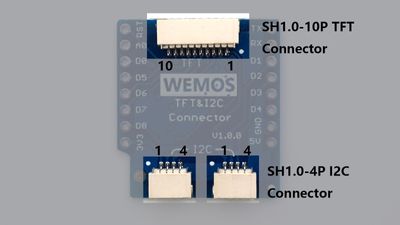 TFT I2C Connector Shield for WEMOS D1 mini 1xTFT and 2xI2C Connector