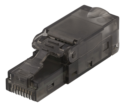 DELTACO RJ45 kontaktdon Cat6A, oskärmad, verktygsfri, grå