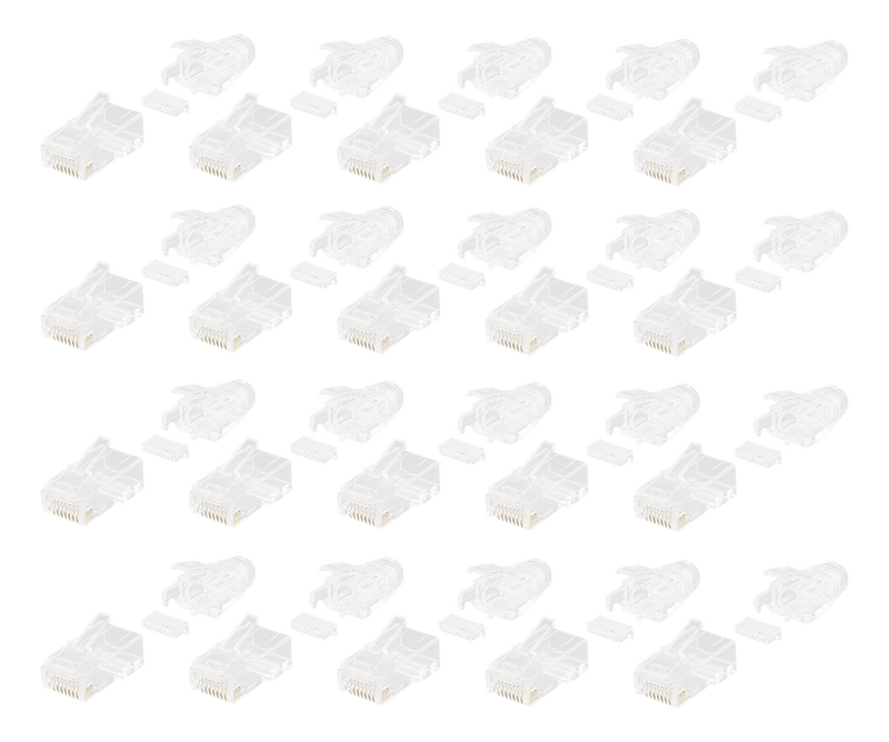 DELTACO RJ45 kontaktdon för slim kabel 28AWG, Cat6a, oskärmad, 20-pack