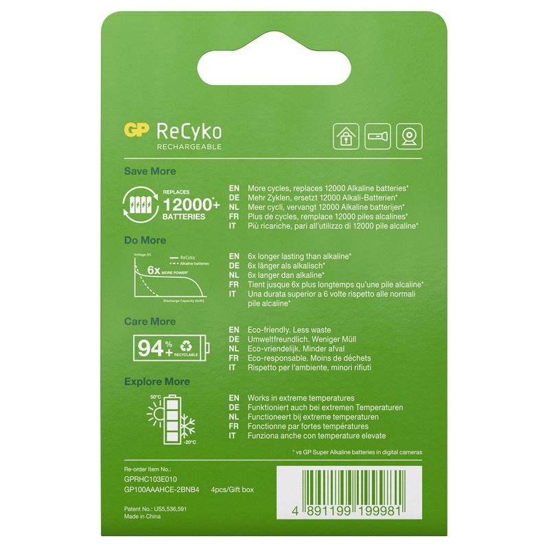 ReCyko Laddningsbara AAA-batterier 950mAh 4-pack