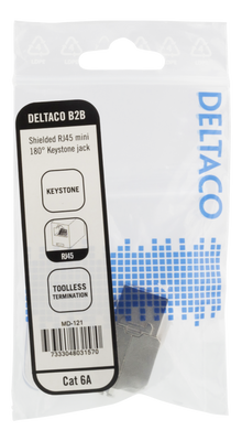 DELTACO Cat6A skärmat Keystone-uttag, verktygsfri klämterminering, plast, vit