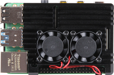 Aluminium Heatsink Case for Raspberry Pi 4  with dual fans - Joy-IT