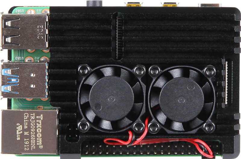 Aluminium Heatsink Case for Raspberry Pi 4  with dual fans - Joy-IT