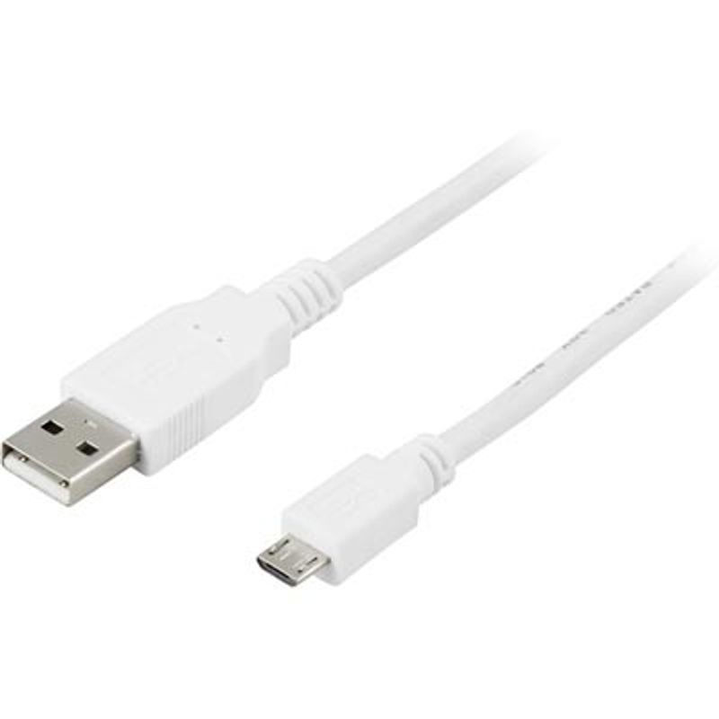 USB 2.0 cable Type A male - Type Micro B male, 1m, White