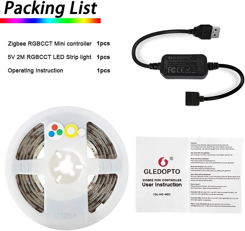 FYND Ljusslinga för utomhusbruk - RGB-CCT - 2m - ZigBee - Gledopto