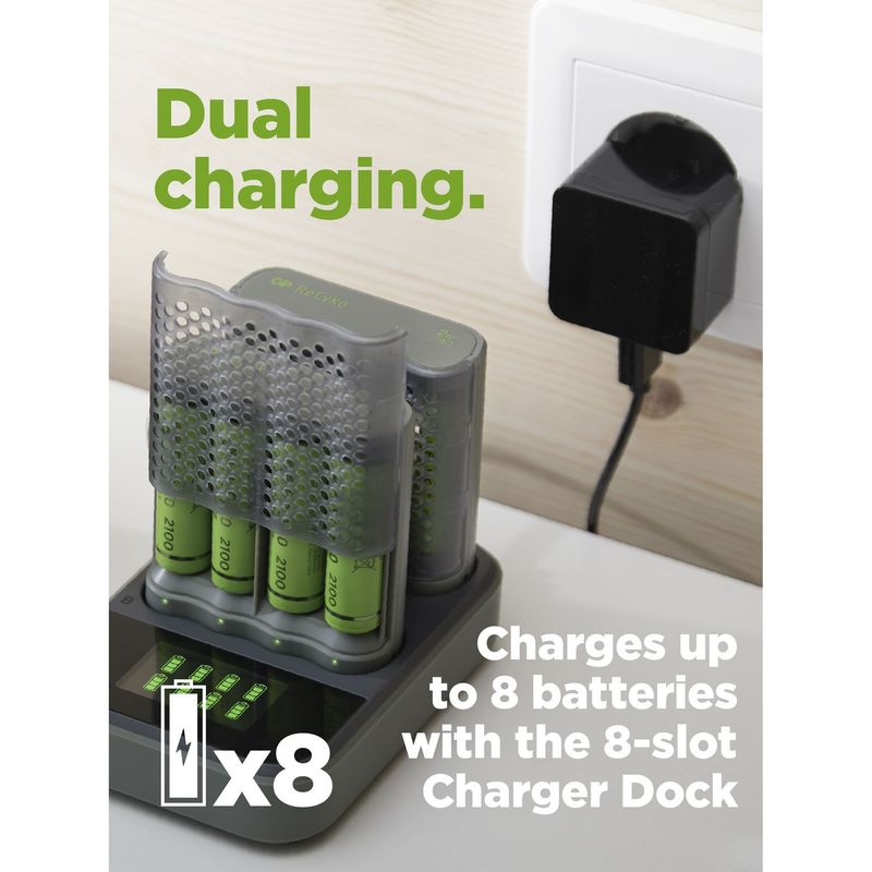 ReCyko 2st M451 Laddare USB docka D851 + 8xAA