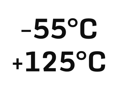 -55 to +125 degrees Celsius