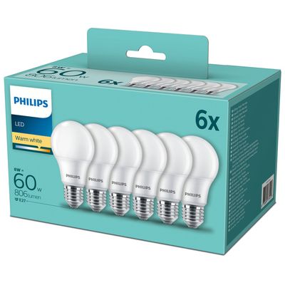 6-pack LED E27 Normal Frost 60W 806lm