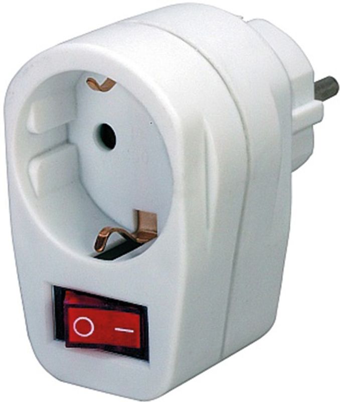 Grenuttag, 1xCEE 7/4, 1xCEE 7/7, strömbrytare, vit