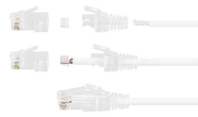 DELTACO RJ45 kontaktdon för slim kabel 28AWG, Cat6a, oskärmad, 20-pack