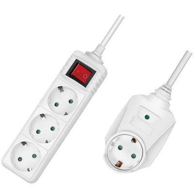 Grenuttag 3-vägs + 1 genomgående kontakt Vit