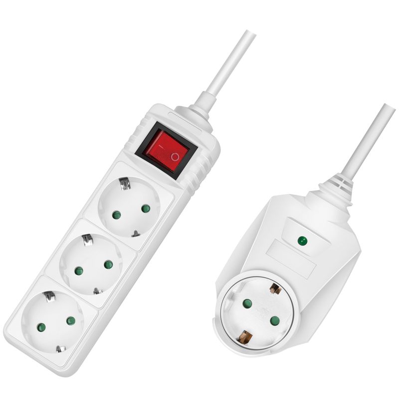 Grenuttag 3-vägs + 1 genomgående kontakt Vit