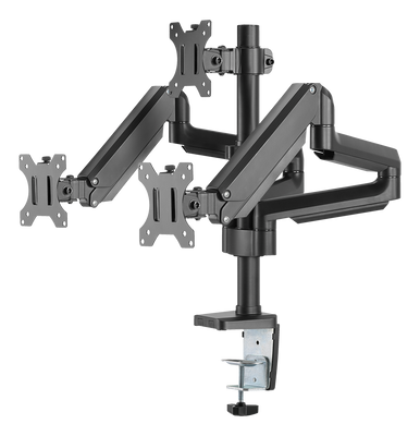 DELTACO Office, Tripple desk, gas spring,17"-27",1,5-8kg,75x75-100x100