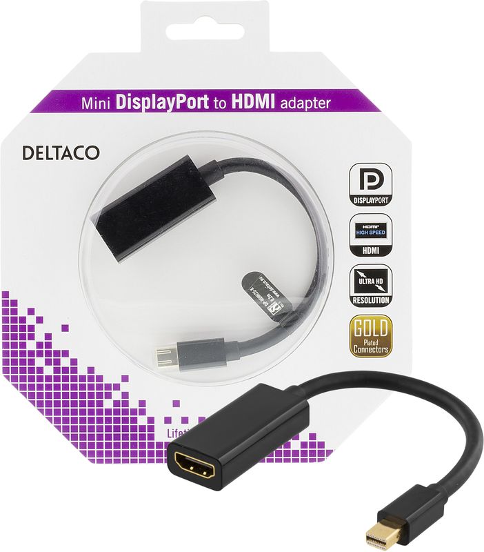 Mini DisplayPort to HDMI adapter 0.2m, 4K, black.