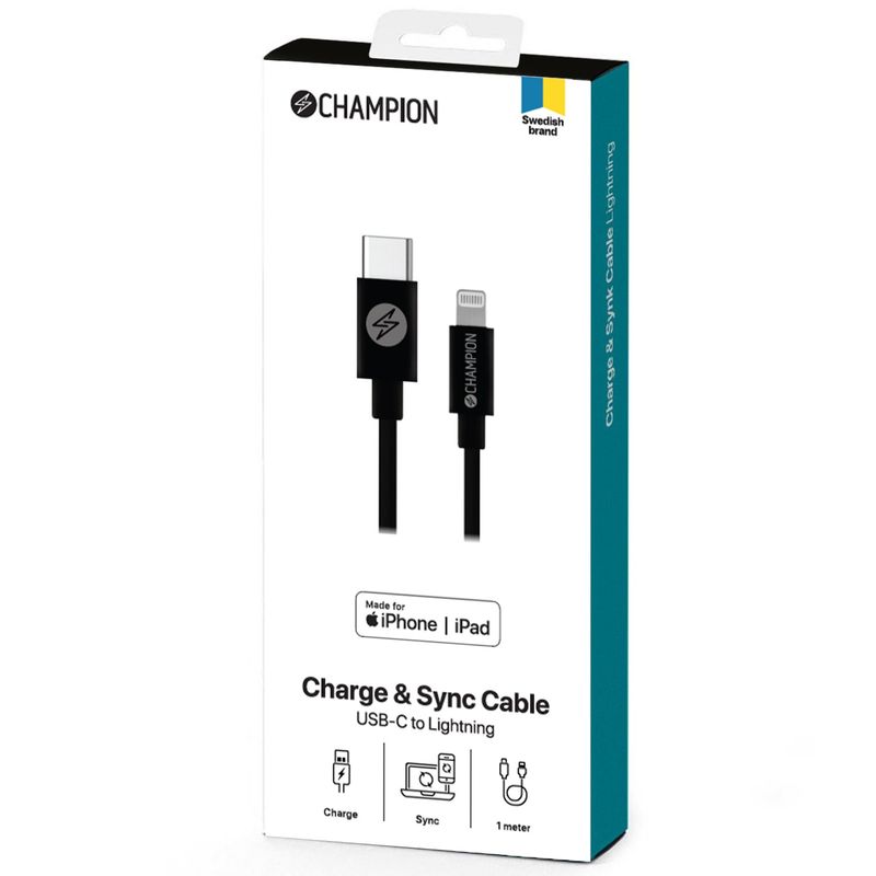Ladd&Synk kabel USB-C till Lightning 1m Svart