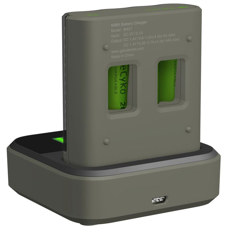 ReCyko 1st M451 Laddare USB docka D451 + 4xAA