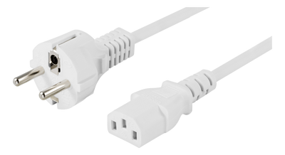 Apparatkabel 10m, CEE 7/7 - IEC 60320 C13, vit