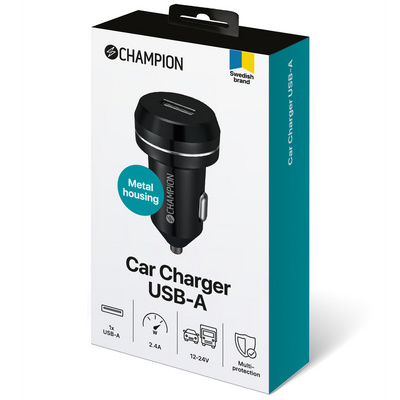 USB Laddare 12/24V 2.4A Svart