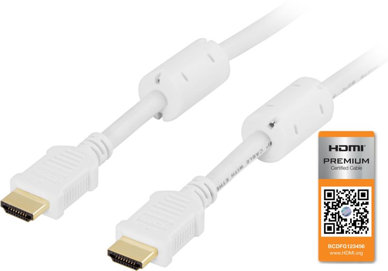 HDMI kabel 3m, Premium High Speed HDMI with Ethernet, vit