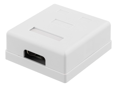 DELTACO skärmat vägguttag, utanpåliggande FTP 2xRJ45, Cat6A, vit