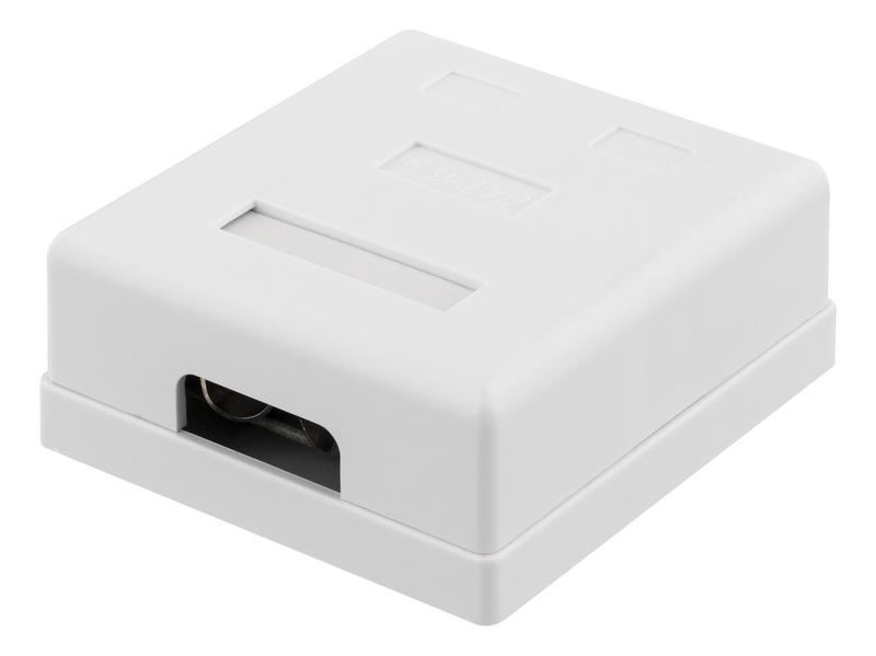 DELTACO skärmat vägguttag, utanpåliggande FTP 2xRJ45, Cat6A, vit