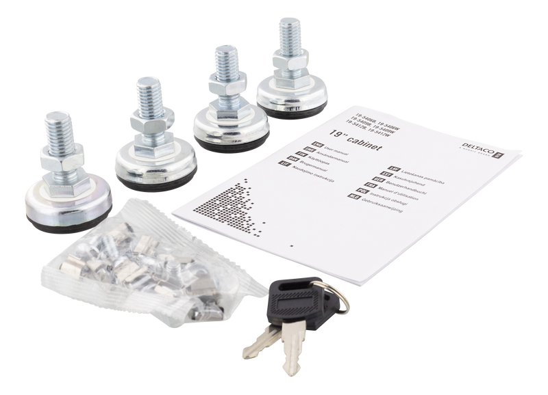 DELTACO 19" cabinet, 9U, 540x450mm, standing or wall-mounted, glass door, black.