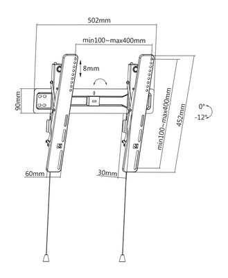 DELTACO Office, tilt ultra-slim wall, 32"-55", 35kg, 100x100-400x400