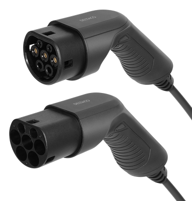 E-Charge laddkabel, typ 2 till typ 2, 1 fas, 16A, 3,6KW, 3m, svart