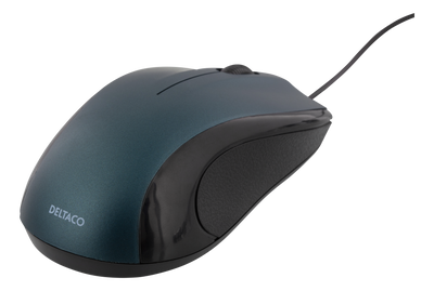DELTACO trådad optisk mus, 3 knappar med scroll, 1200 DPI, blå